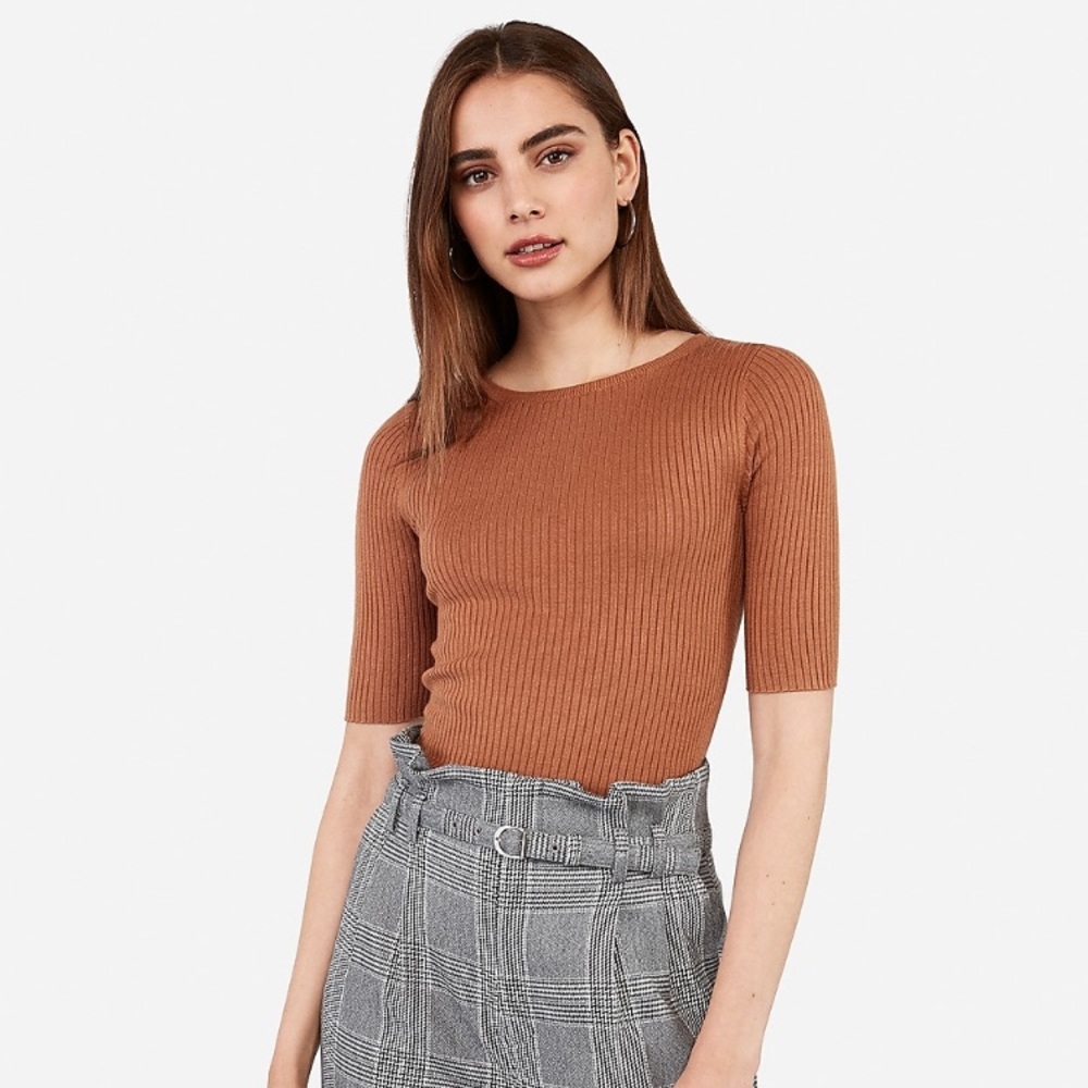 Express Ribbed Elbow Sleeve Sweater